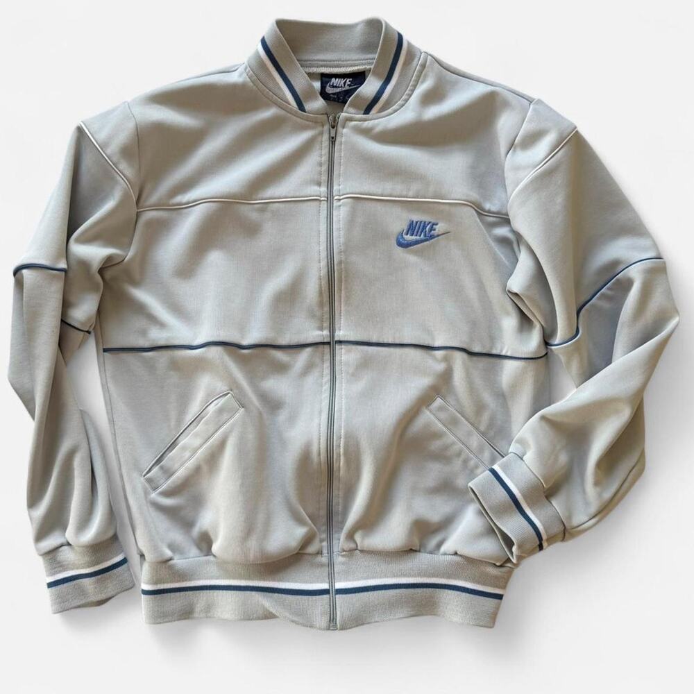 Men's Vintage Nike Grey & Blue Zip-Up Jacket